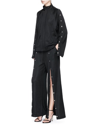 Figure View - Click To Enlarge - T BY ALEXANDER WANG - Snap button drawstring wide leg pants
