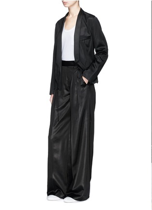Figure View - Click To Enlarge - T BY ALEXANDER WANG - Mock wrap satin wide leg pants
