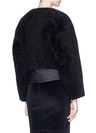 Figure View - Click To Enlarge - T BY ALEXANDER WANG - Sheepskin shearling panelled cropped twill bomber jacket