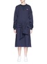 Main View - Click To Enlarge - GROUND ZERO - Ruched sleeves tie front sweatshirt dress