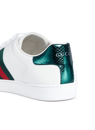 Detail View - Click To Enlarge - GUCCI - 'Ace' embroidered Web stripe leather sneakers