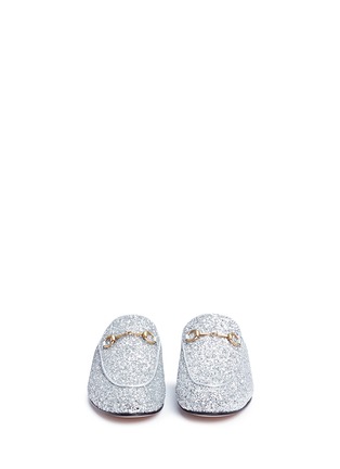 Front View - Click To Enlarge - GUCCI - 'Princetown' horsebit glitter slides