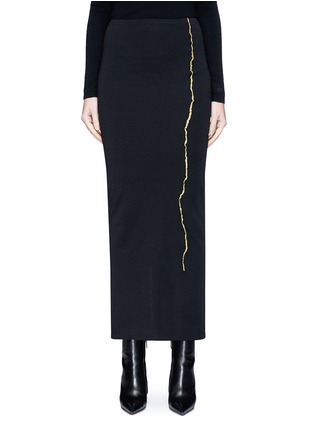 Main View - Click To Enlarge - HAIDER ACKERMANN - 'Nagel' metallic embroidered jersey pencil skirt