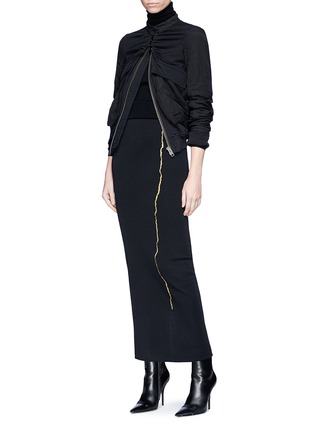 Figure View - Click To Enlarge - HAIDER ACKERMANN - 'Nagel' metallic embroidered jersey pencil skirt