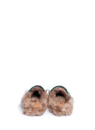 Back View - Click To Enlarge - GUCCI - 'Princetown' lamb fur velvet slide loafers