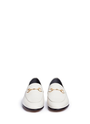 Front View - Click To Enlarge - GUCCI - 'BRIXTON' HORSEBIT LEATHER STEP-IN HEEL LOAFERS