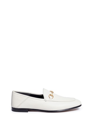 Main View - Click To Enlarge - GUCCI - 'BRIXTON' HORSEBIT LEATHER STEP-IN HEEL LOAFERS