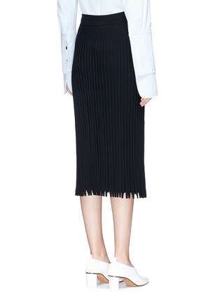 Back View - Click To Enlarge - CÉDRIC CHARLIER - Pleat effect rib knit midi skirt