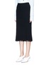 Front View - Click To Enlarge - CÉDRIC CHARLIER - Pleat effect rib knit midi skirt