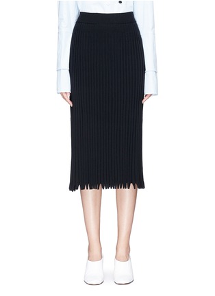 Main View - Click To Enlarge - CÉDRIC CHARLIER - Pleat effect rib knit midi skirt