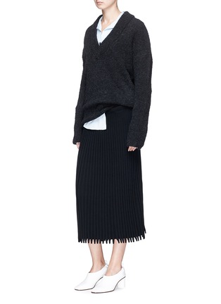 Figure View - Click To Enlarge - CÉDRIC CHARLIER - Pleat effect rib knit midi skirt