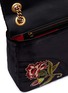 Detail View - Click To Enlarge - GUCCI - 'GG Marmont' slogan floral appliqué matelassé velvet crossbody bag