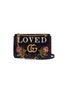 Main View - Click To Enlarge - GUCCI - 'GG Marmont' slogan floral appliqué matelassé velvet crossbody bag