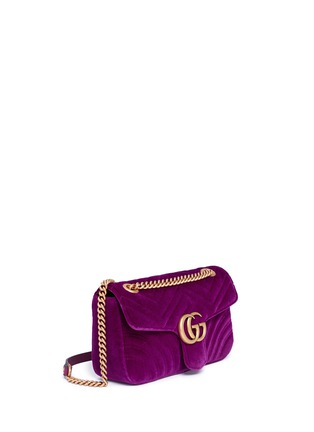 Detail View - Click To Enlarge - GUCCI - 'GG Marmont' small quilted velvet crossbody bag