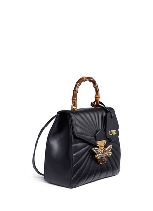 Figure View - Click To Enlarge - GUCCI - 'Queen Margaret' jewelled bee quilted leather backpack