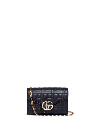 Main View - Click To Enlarge - GUCCI - 'GG Marmont' pearl logo matelassé leather bag