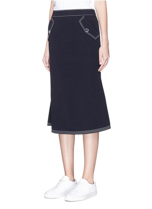 Front View - Click To Enlarge - COMME MOI - Flap pocket flared crepe skirt