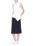 Figure View - Click To Enlarge - COMME MOI - Flap pocket flared crepe skirt