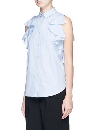 Front View - Click To Enlarge - COMME MOI - Ruffle poplin sleeveless shirt