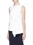 Front View - Click To Enlarge - COMME MOI - Piercing asymmetric hem crepe top