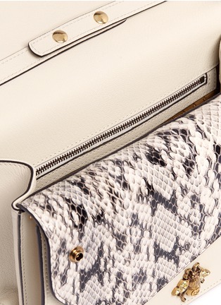 Detail View - Click To Enlarge - GUCCI - 'Ottilia' insect print snakeskin flap bamboo top handle leather bag