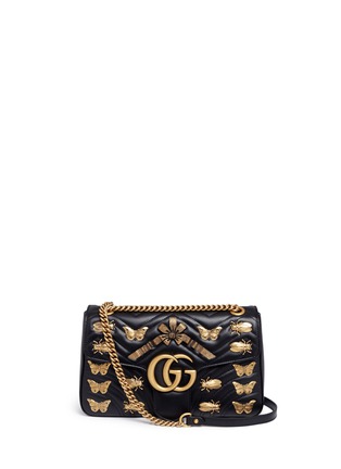 Main View - Click To Enlarge - GUCCI - 'GG Marmont' insect stud leather shoulder bag