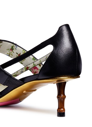 Detail View - Click To Enlarge - GUCCI - Bamboo effect heel antique insect leather pumps