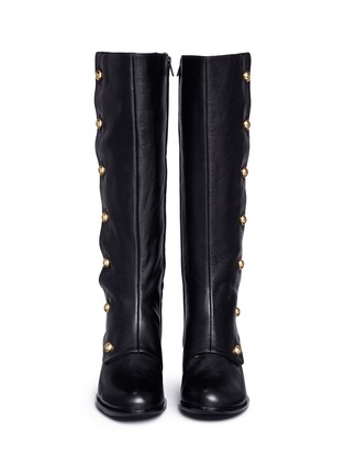 Front View - Click To Enlarge - MICHAEL KORS - 'Maisie' mock button flap leather knee high boots