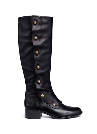 Main View - Click To Enlarge - MICHAEL KORS - 'Maisie' mock button flap leather knee high boots