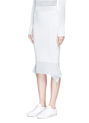 Front View - Click To Enlarge - COMME MOI - High waist rib knit peplum skirt