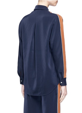 Back View - Click To Enlarge - COMME MOI - Stripe sleeve satin shirt