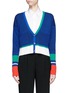 Main View - Click To Enlarge - COMME MOI - Colourblock rib knit cropped cardigan
