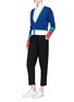 Figure View - Click To Enlarge - COMME MOI - Colourblock rib knit cropped cardigan