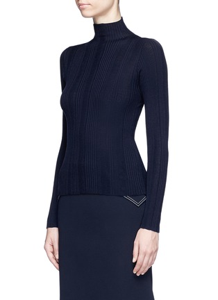 Front View - Click To Enlarge - COMME MOI - Mock neck wool rib knit sweater