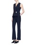 Figure View - Click To Enlarge - COMME MOI - Mock wrap flared leg crepe jumpsuit