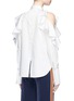 Back View - Click To Enlarge - COMME MOI - Collar link ruffle cold shoulder poplin shirt