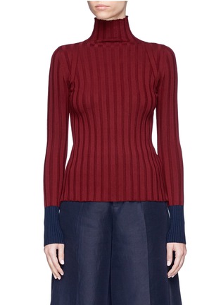 Main View - Click To Enlarge - COMME MOI - Mock neck rib knit sweater