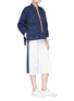 Figure View - Click To Enlarge - COMME MOI - Side split belted quilted jacket