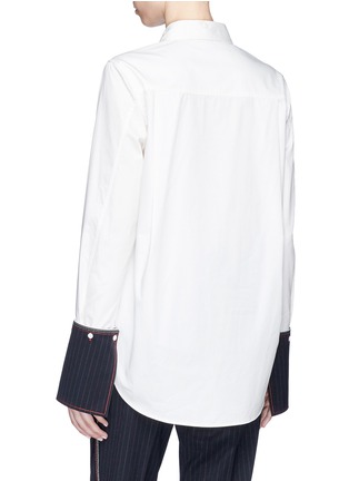 Back View - Click To Enlarge - COMME MOI - Detachable pinstripe cuff poplin shirt