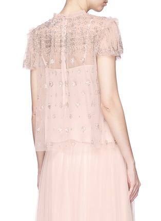 Back View - Click To Enlarge - NEEDLE & THREAD - 'Andromeda' floral embellished tulle top