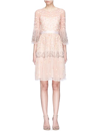 Main View - Click To Enlarge - NEEDLE & THREAD - 'Climbing Blossom' floral embellished tulle dress