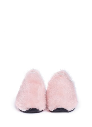 Front View - Click To Enlarge - JOSHUA SANDERS - Mink fur slip-on sneakers