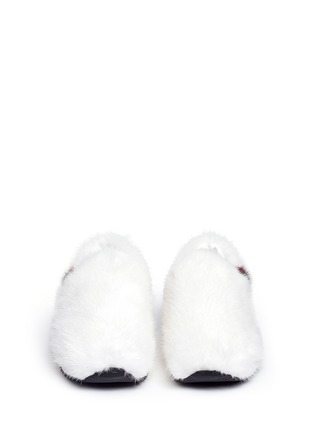 Front View - Click To Enlarge - JOSHUA SANDERS - Mink fur slip-on sneakers