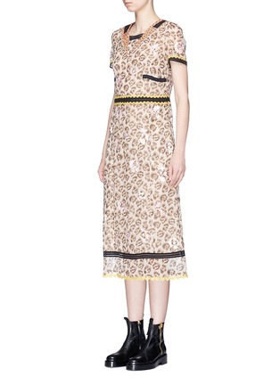 Front View - Click To Enlarge - COACH - 'Wild Beast' print sequin embroidery dress