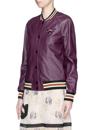 Front View - Click To Enlarge - COACH - Rexy patch lambskin leather varsity jacket