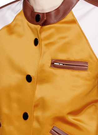 Detail View - Click To Enlarge - COACH - Star embroidered colourblock satin varsity racer jacket