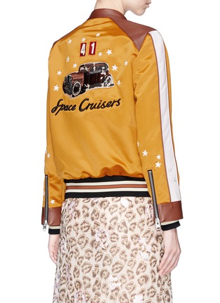Back View - Click To Enlarge - COACH - Star embroidered colourblock satin varsity racer jacket