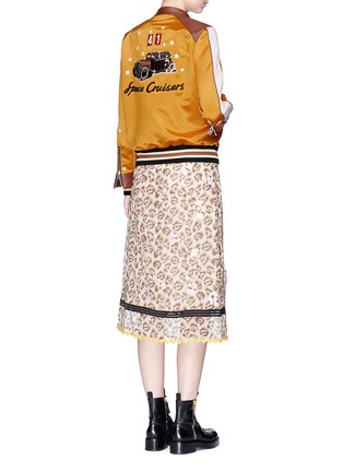 Figure View - Click To Enlarge - COACH - Star embroidered colourblock satin varsity racer jacket