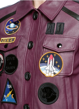 Detail View - Click To Enlarge - COACH - Retro space patch leather jacket