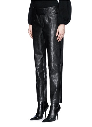 Front View - Click To Enlarge - SAINT LAURENT - Tuxedo belt lambskin leather pants